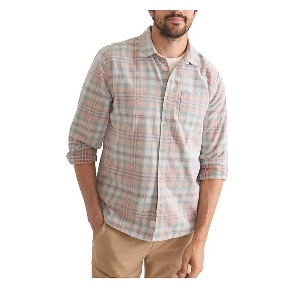 Marine Layer Lightweight Plaid Corduroy Mens Shirt Size L Long Sleeve NWT
